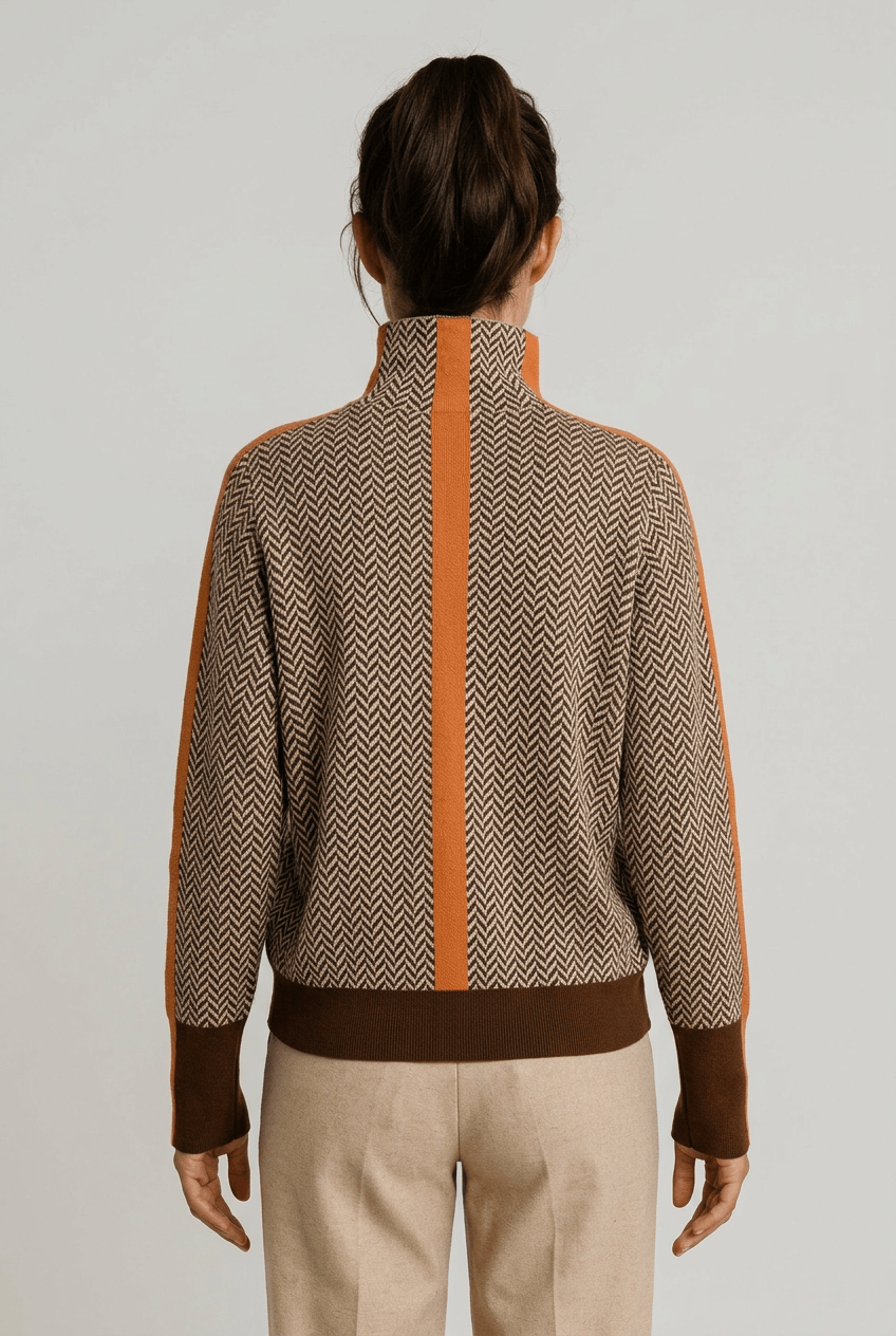 Women's Jumper | Turtleneck & Herringbone Pattern