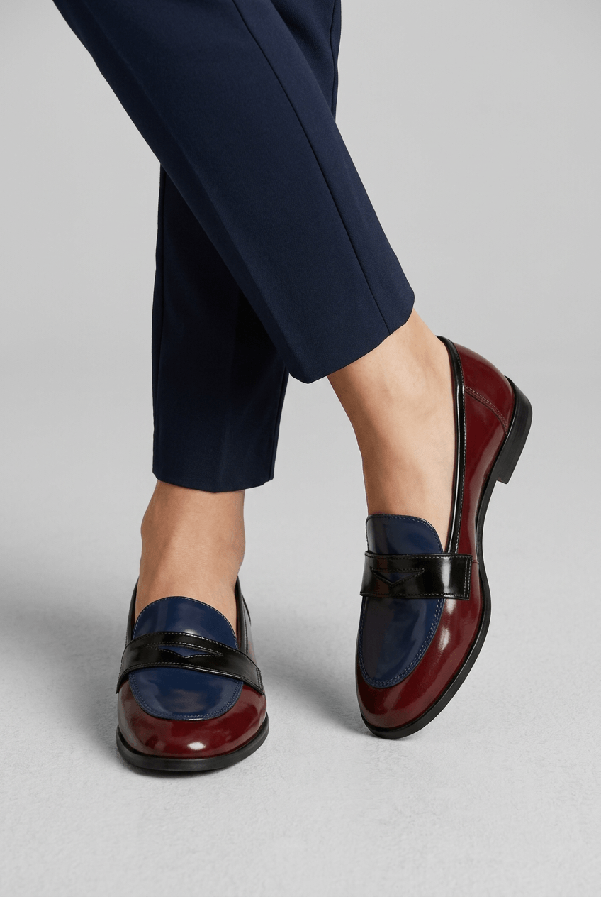 Women's Slip-On Penny Loafers | Colour-Block Upper