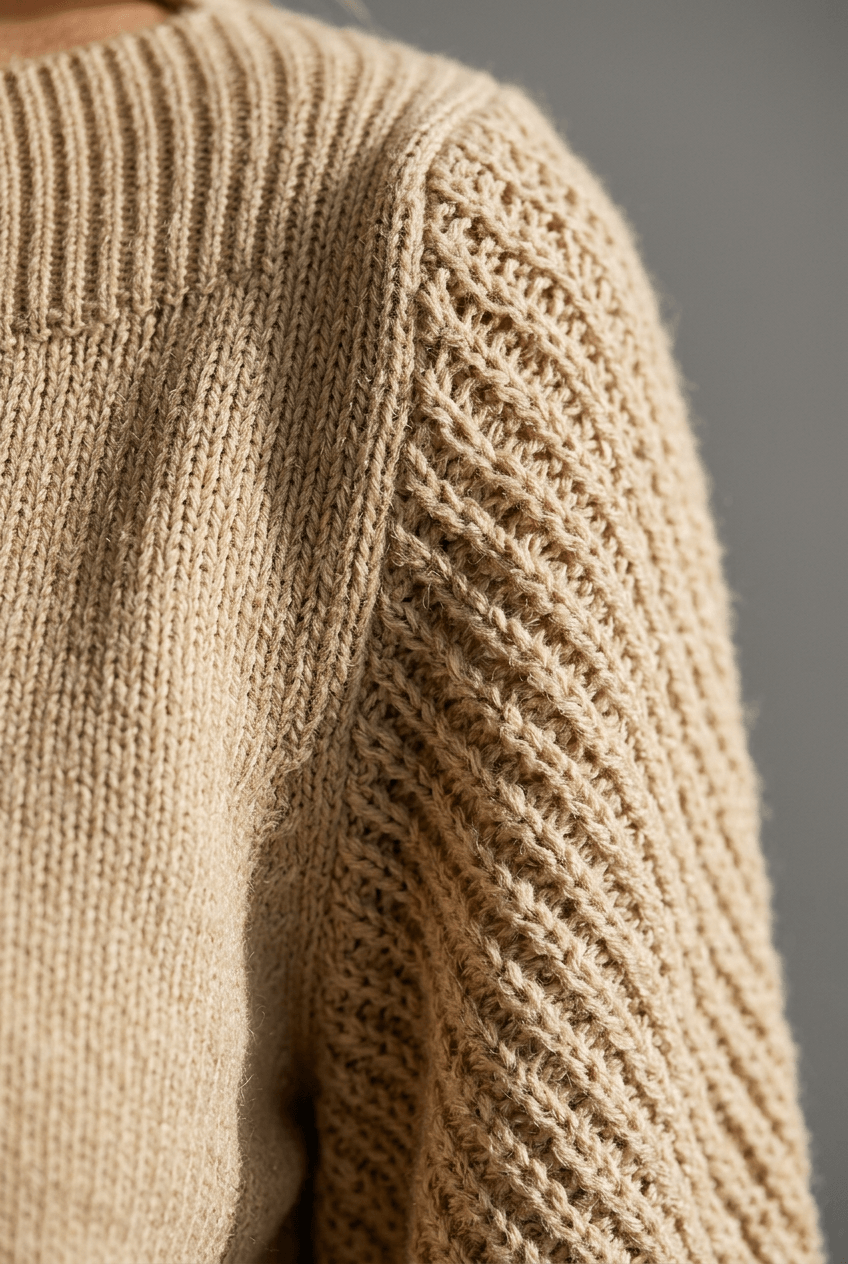 Women's Open Knit Jumper | Crochet Sleeves