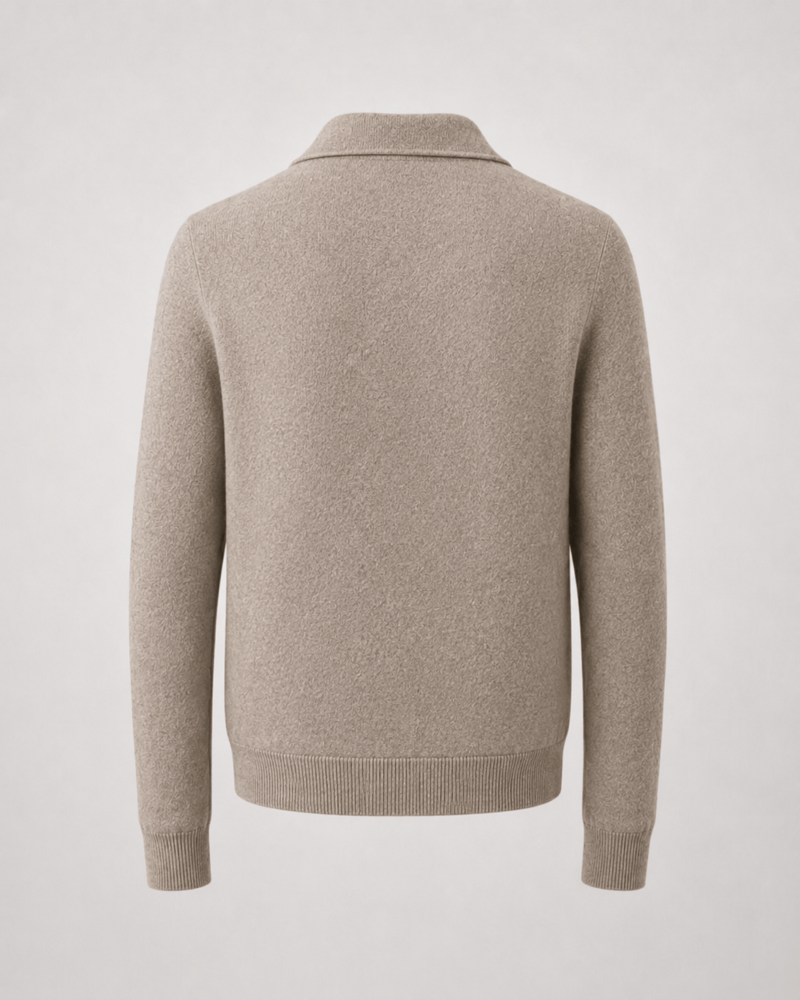 Men's Quarter Zip Cardigan with Point Collar and Ribbed Cuffs