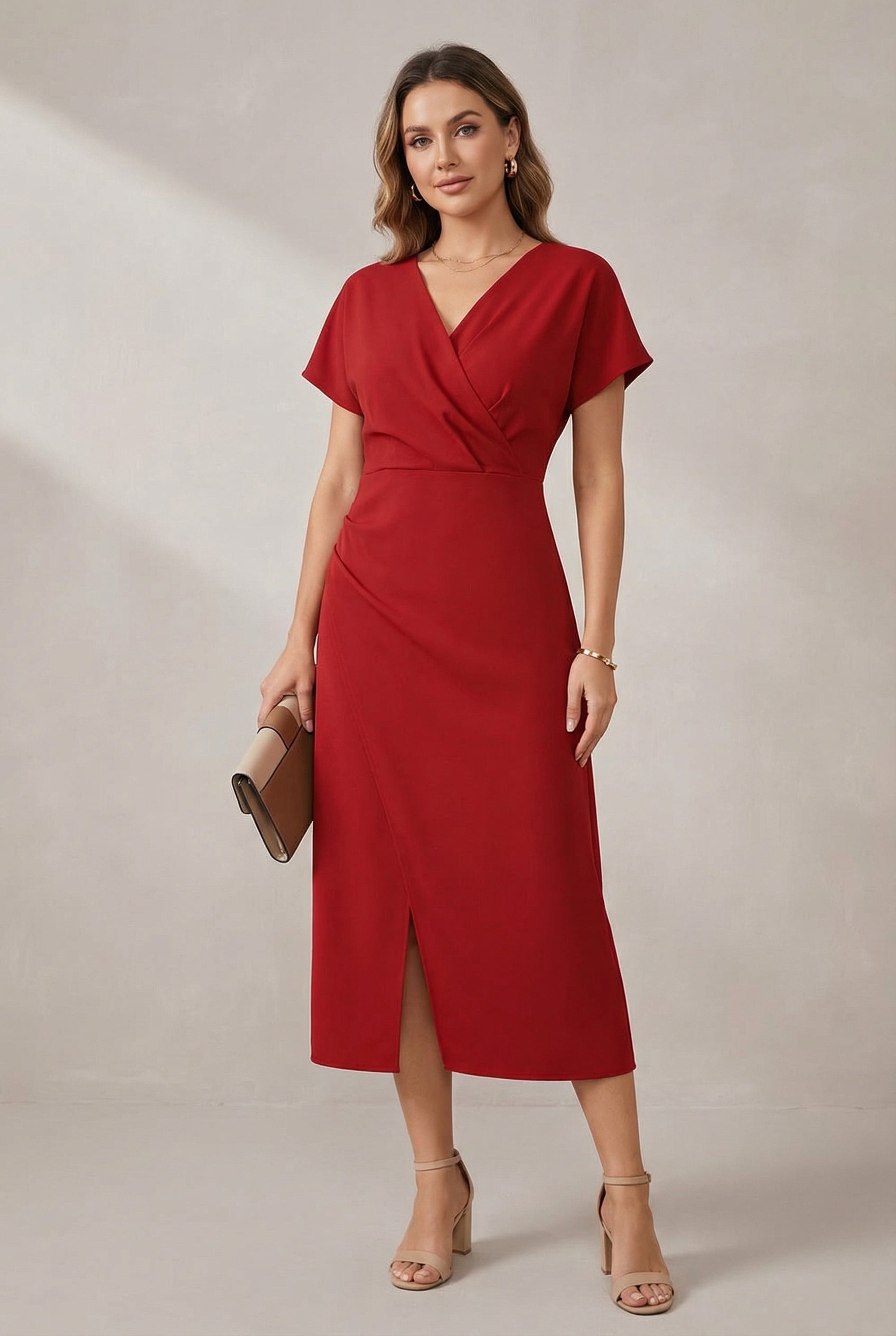 Women's Dress | Casual V Neck Midi