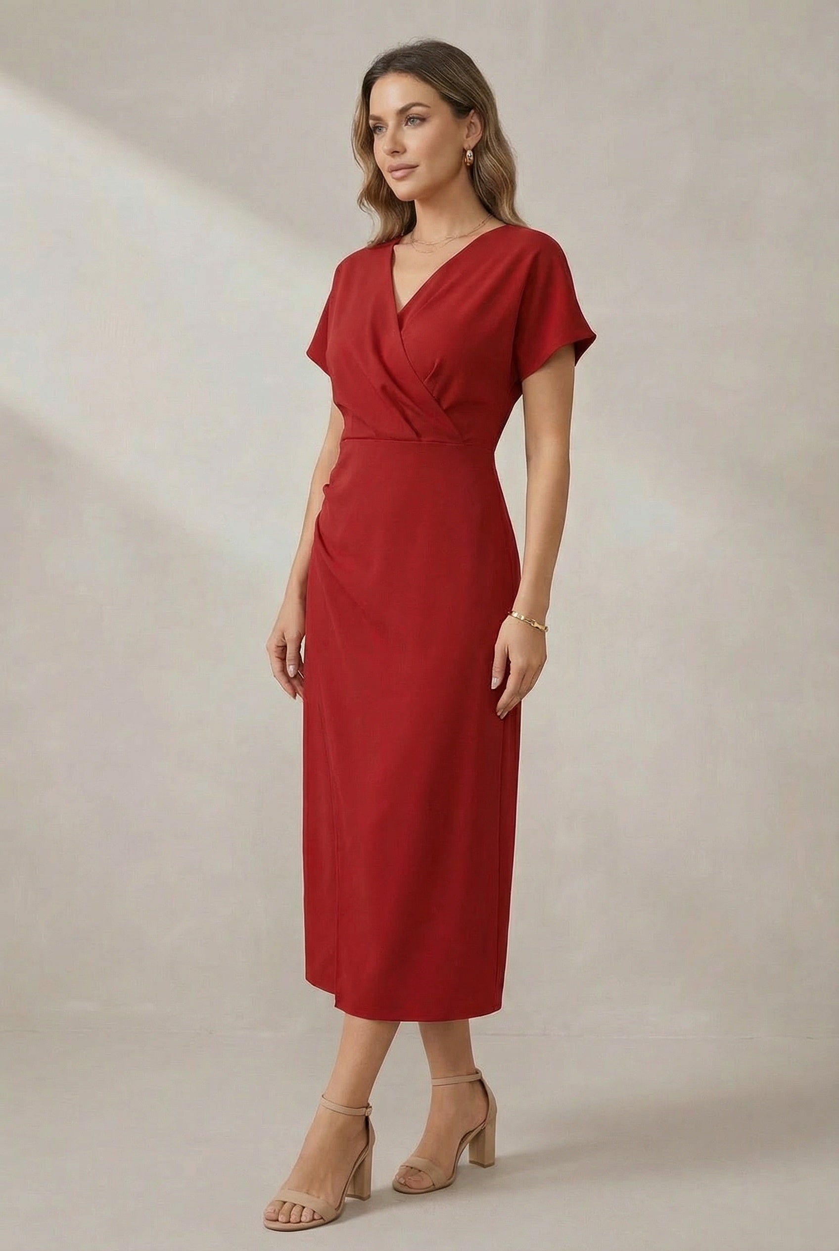 Women's Dress | Casual V Neck Midi