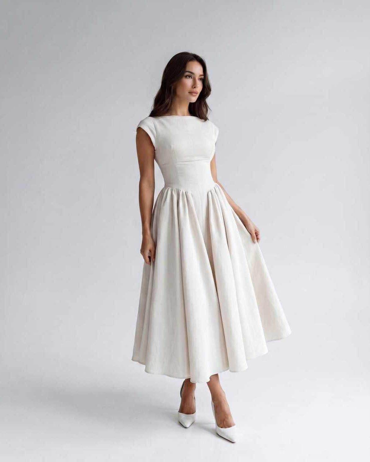Women's Dress | Midi Drop Waist Flared