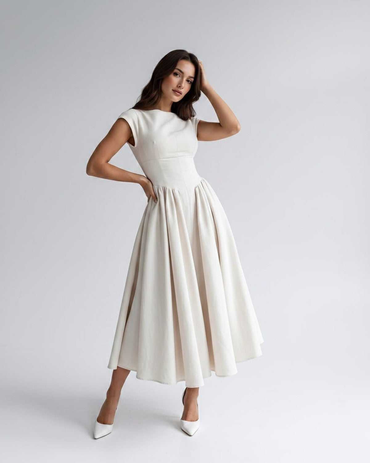 Women's Dress | Midi Drop Waist Flared