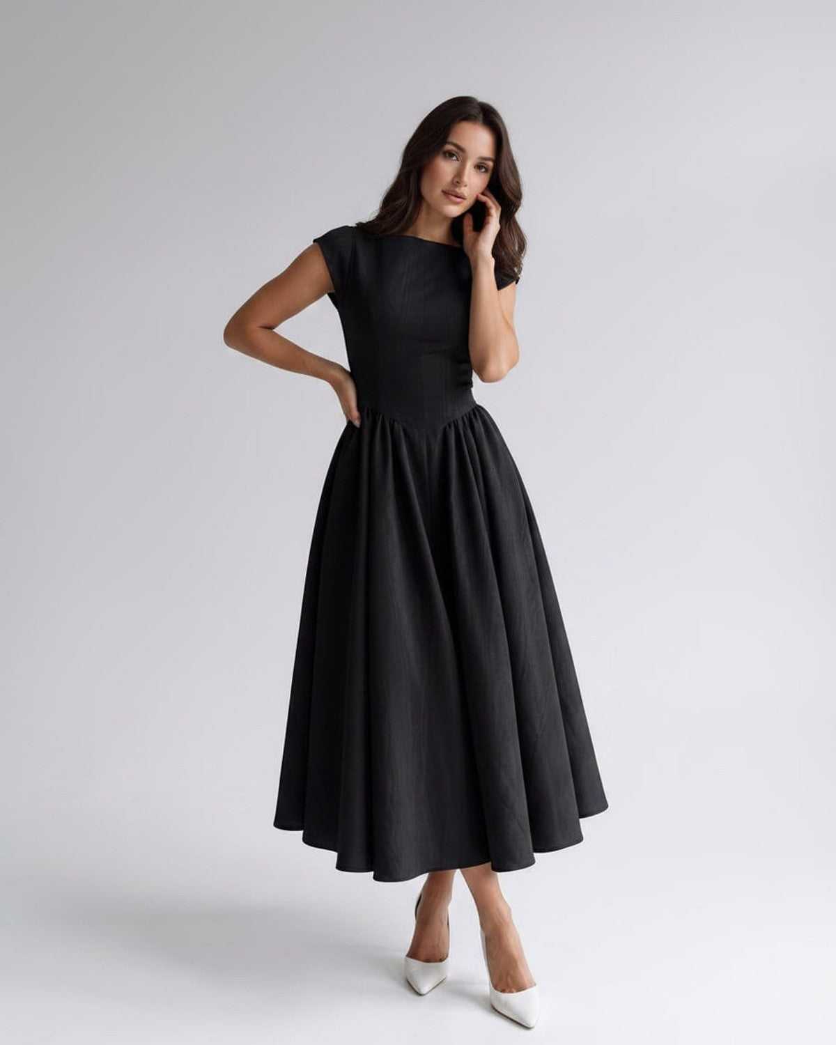 Women's Dress | Midi Drop Waist Flared