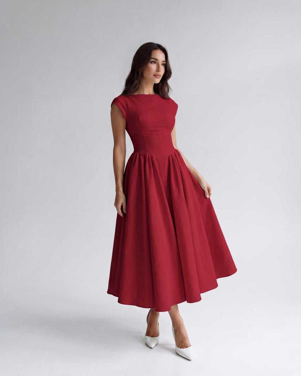 Women's Dress | Midi Drop Waist Flared