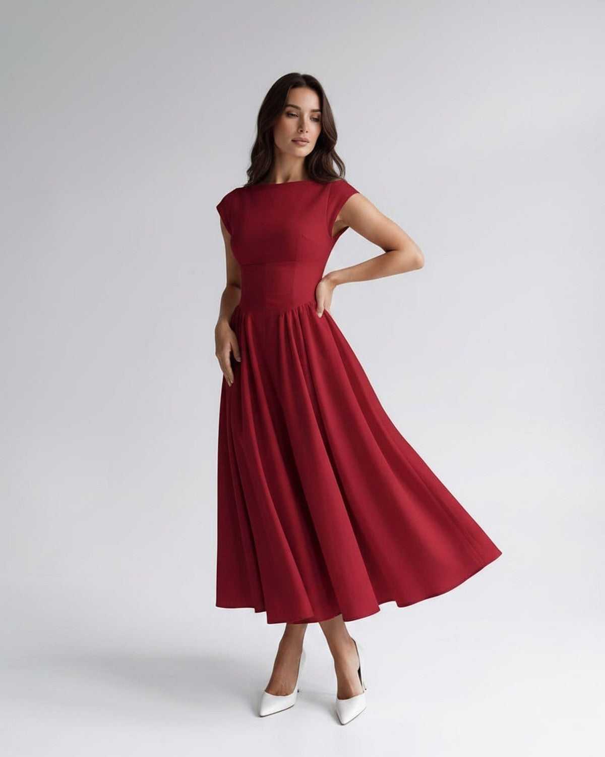 Women's Dress | Midi Drop Waist Flared