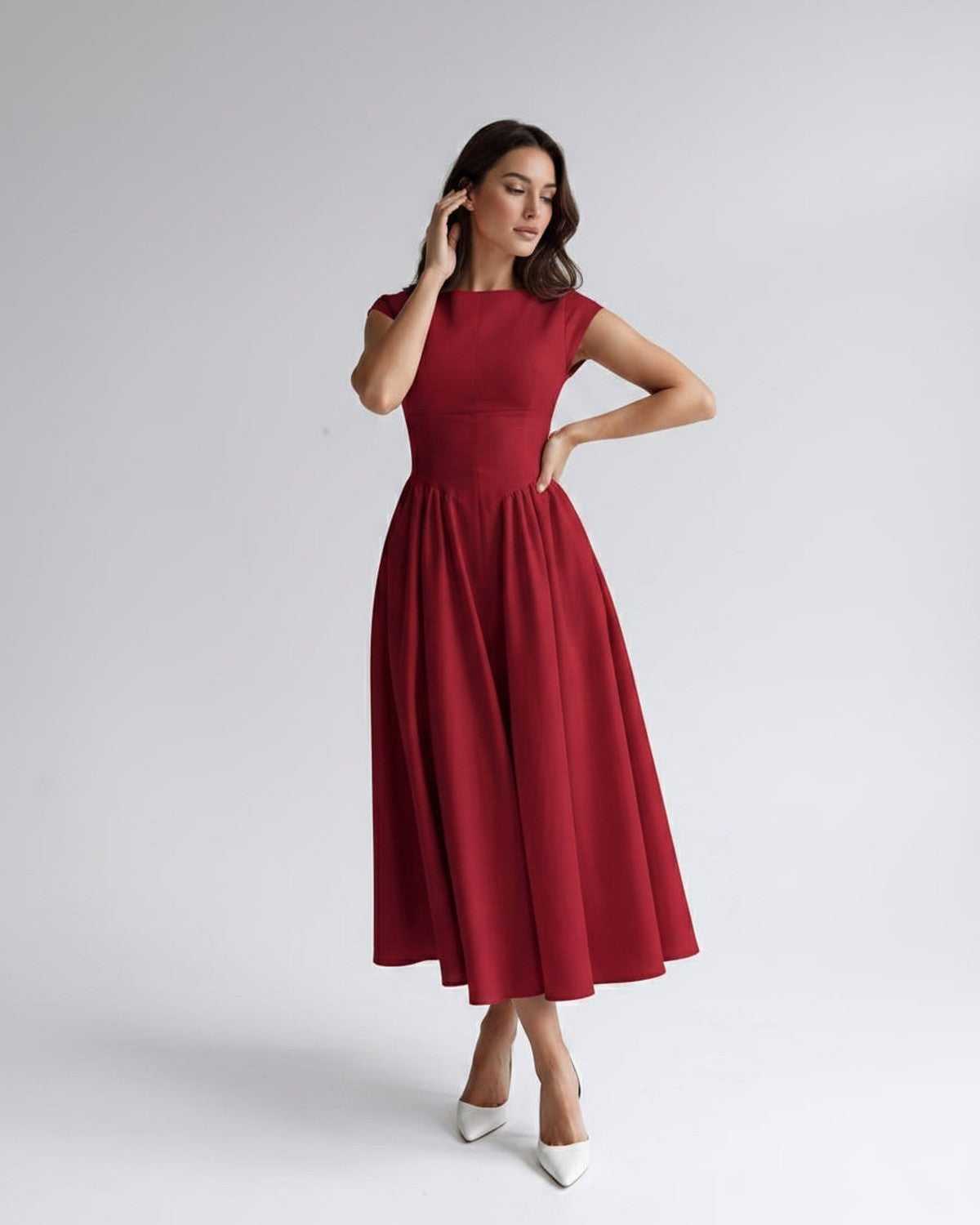 Women's Dress | Midi Drop Waist Flared
