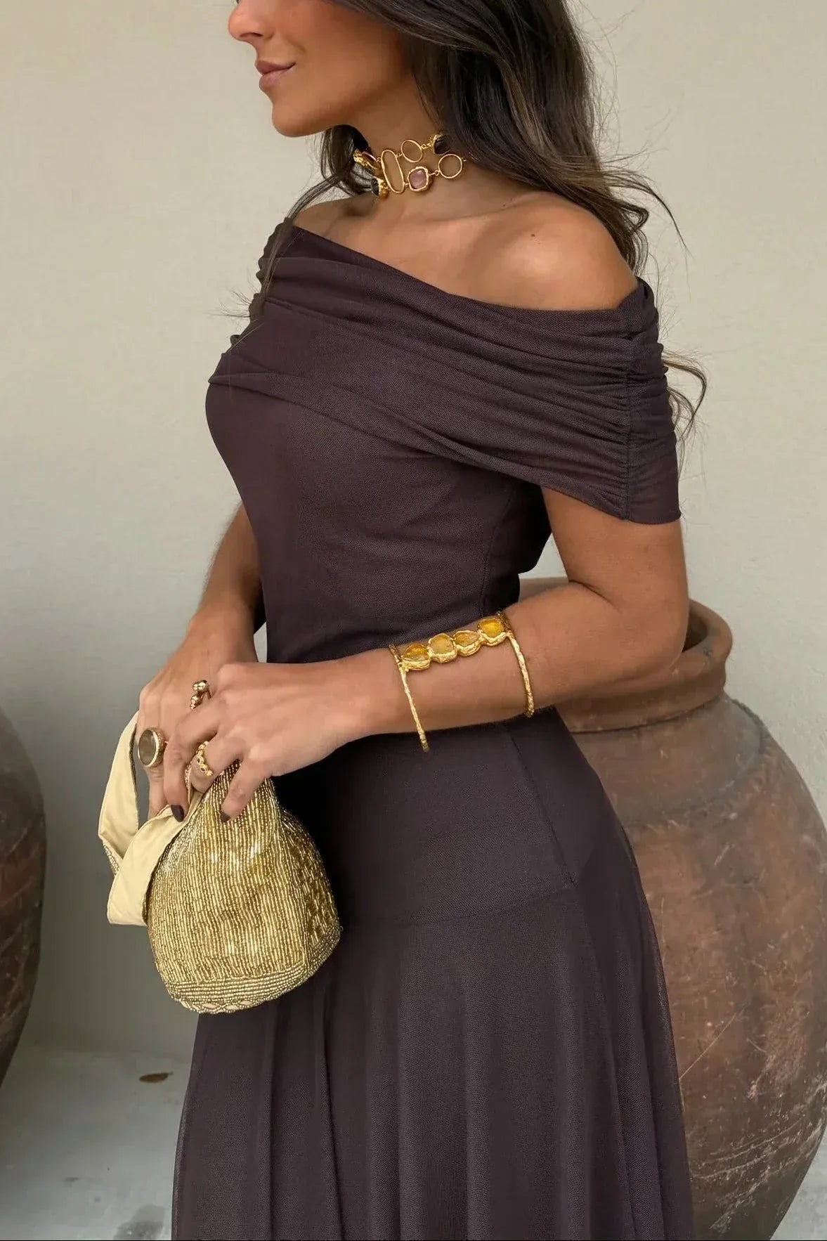 Women's Pleated One Shoulder Dress | Maxi