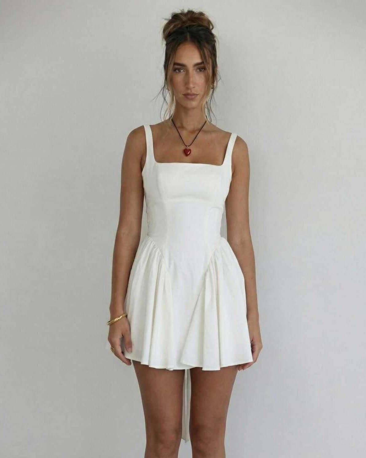 Mini Dress Women | Square Neck & Flared Skirt
