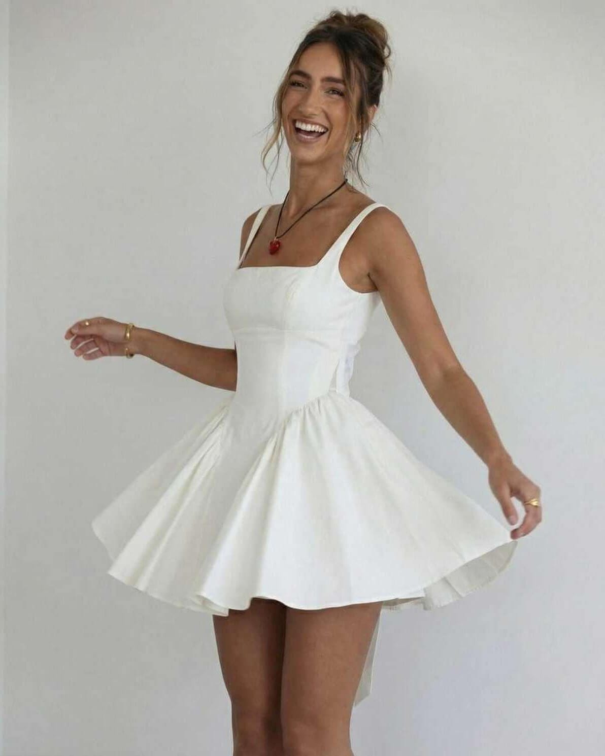 Mini Dress Women | Square Neck & Flared Skirt