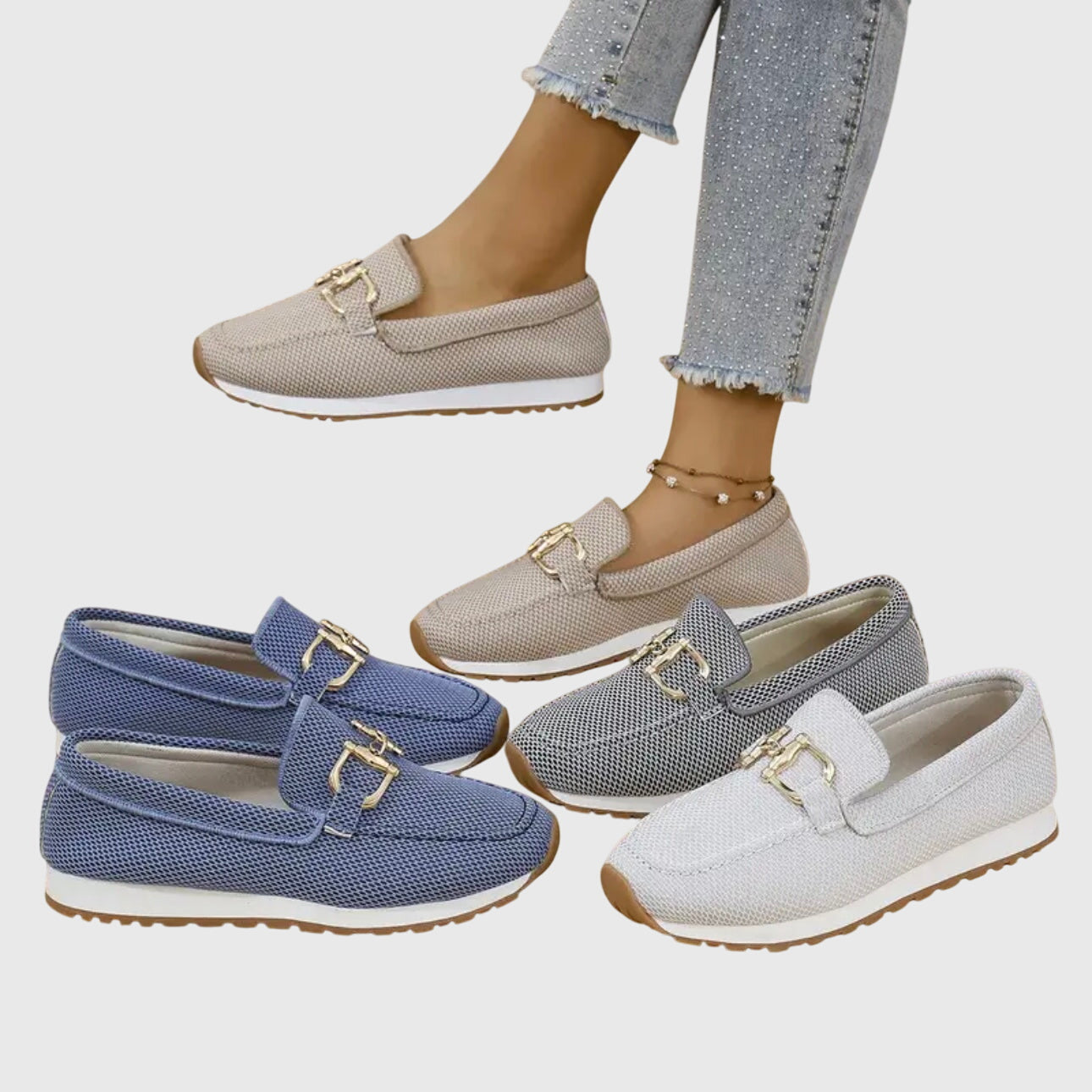 Women’s Round Toe Slip On Loafers | Stylish Buckle