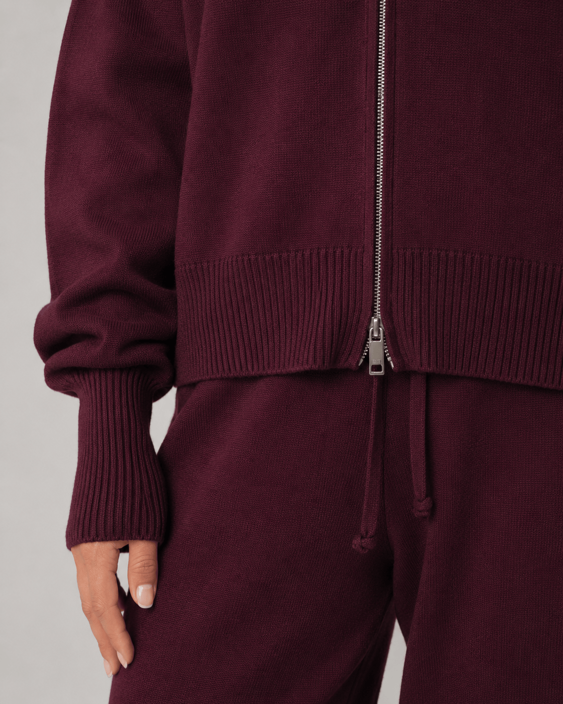 Womens Zip-Up Funnel Neck Cardigan with Relaxed Drop-Shoulder Fit