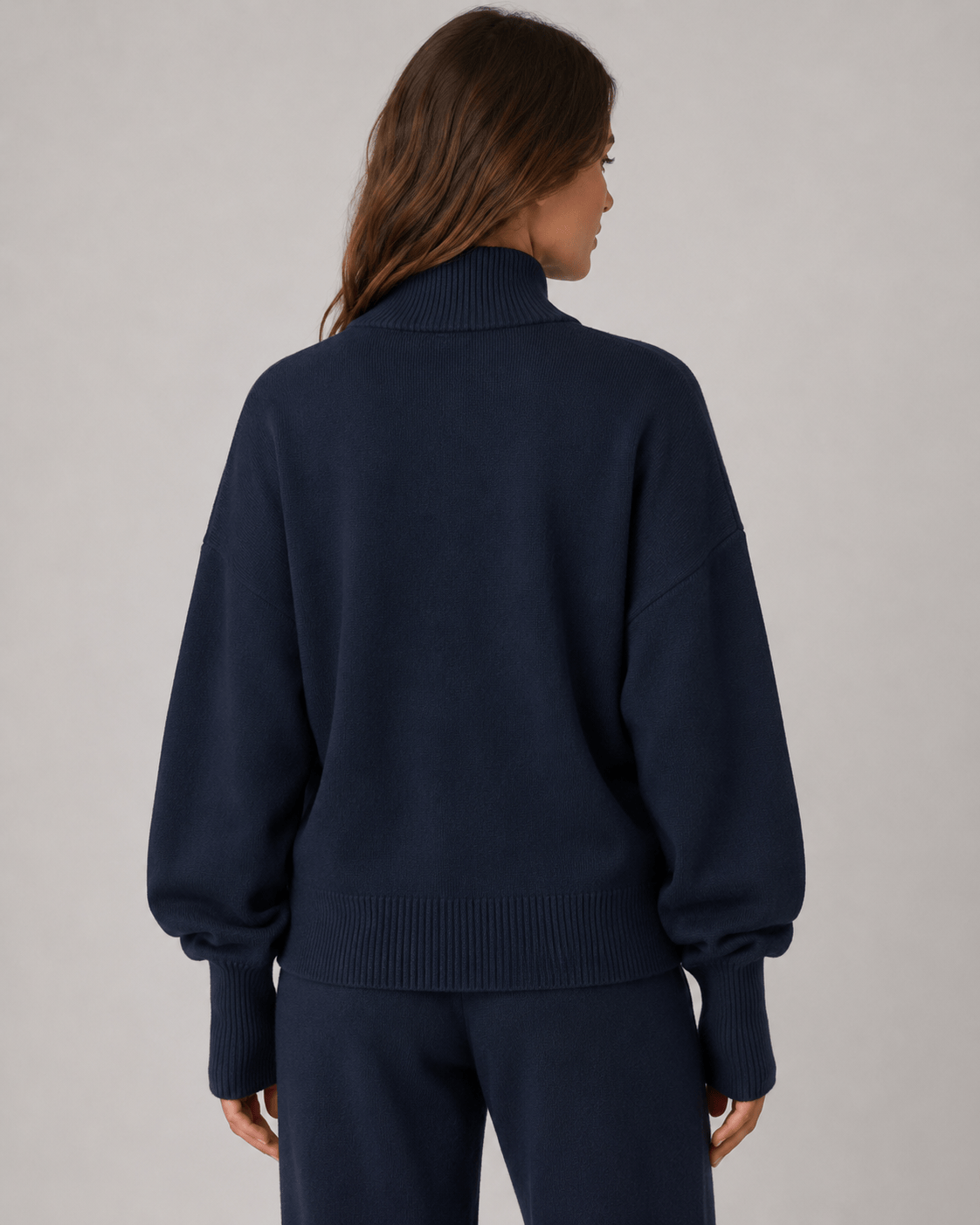 Womens Zip-Up Funnel Neck Cardigan with Relaxed Drop-Shoulder Fit