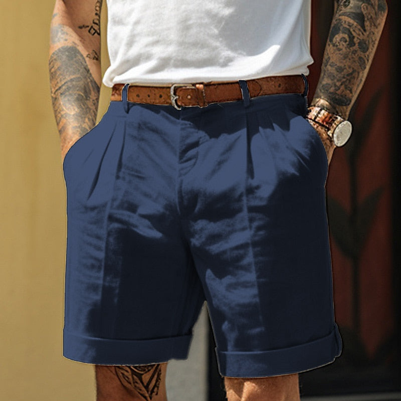 Men's Cotton Shorts | Pleated Smart Casual