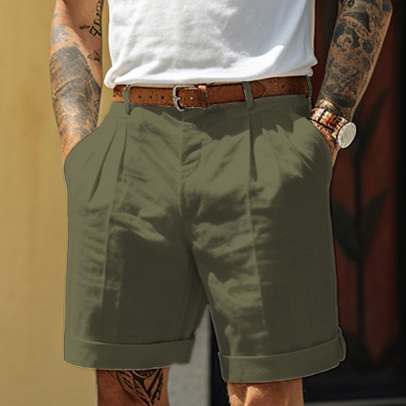 Men's Cotton Shorts | Pleated Smart Casual
